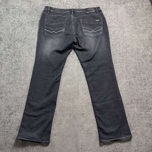 Point Zero Straight Leg Jeans Mens 38x33 Faded Black Contrast Stitch Denim